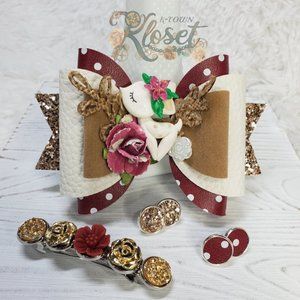 MOMMY AND ME BOW SET - Fall deer hair bow